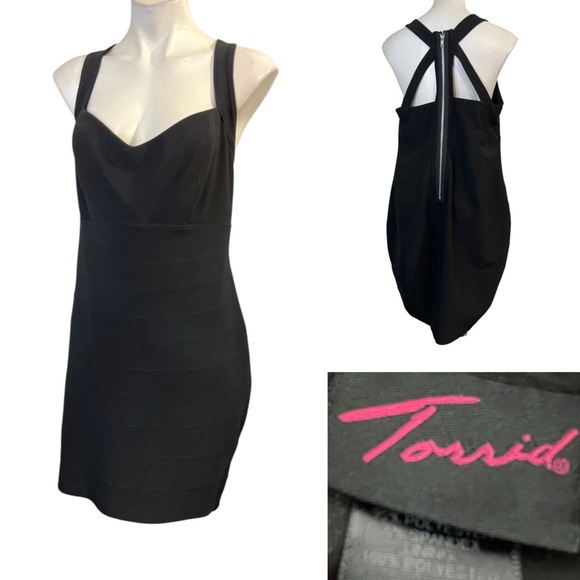 Torrid dress plus size 2x Black bandage stretch party cocktail club Date night - Picture 1 of 6